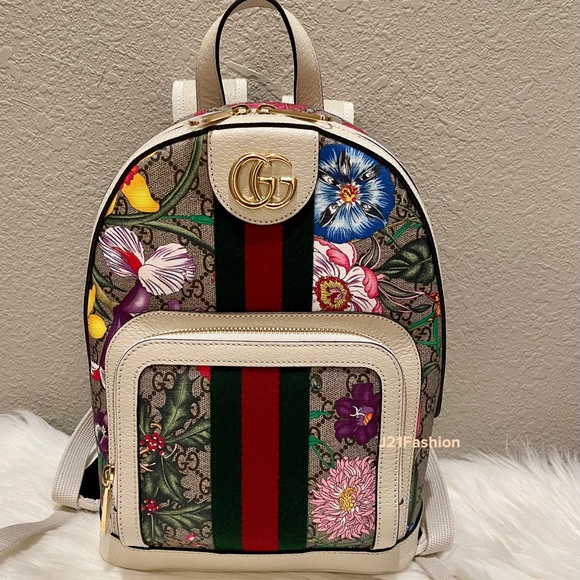NEW Authentic Gucci Ophidia GG Flora Small Backpack - Picture 2 of 15